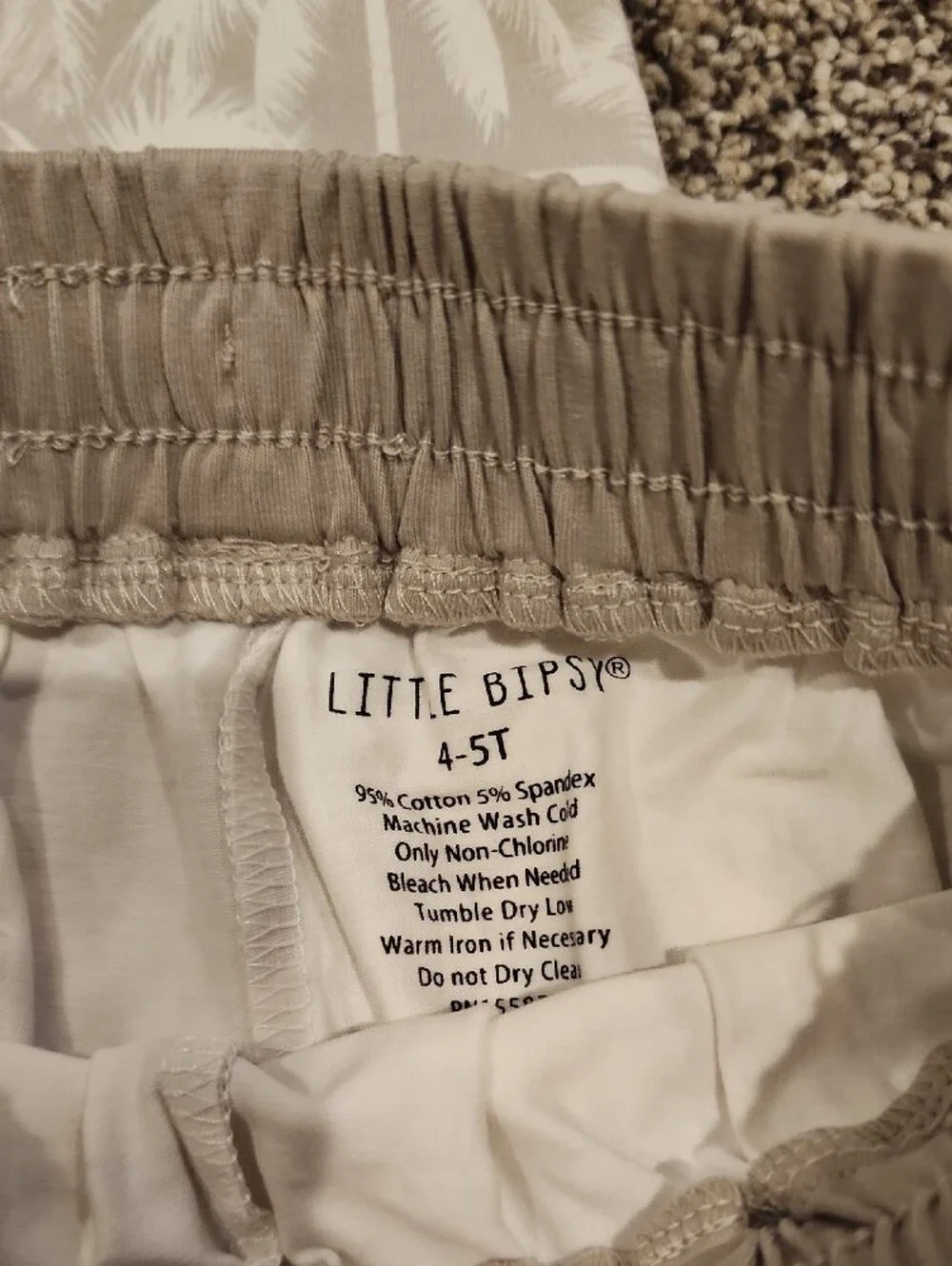 Little Bipsy Beige and White Palm-Print Kids Set
